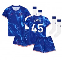 Echipament fotbal Chelsea Romeo Lavia #45 Tricou Acasa 2024-25 pentru copii maneca scurta (+ Pantaloni scurti)